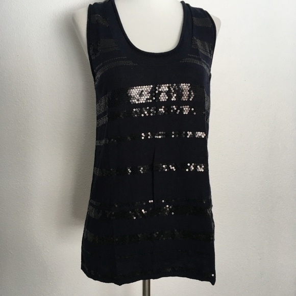Banana Republic Tops - Banana Republic sequin Navy tank